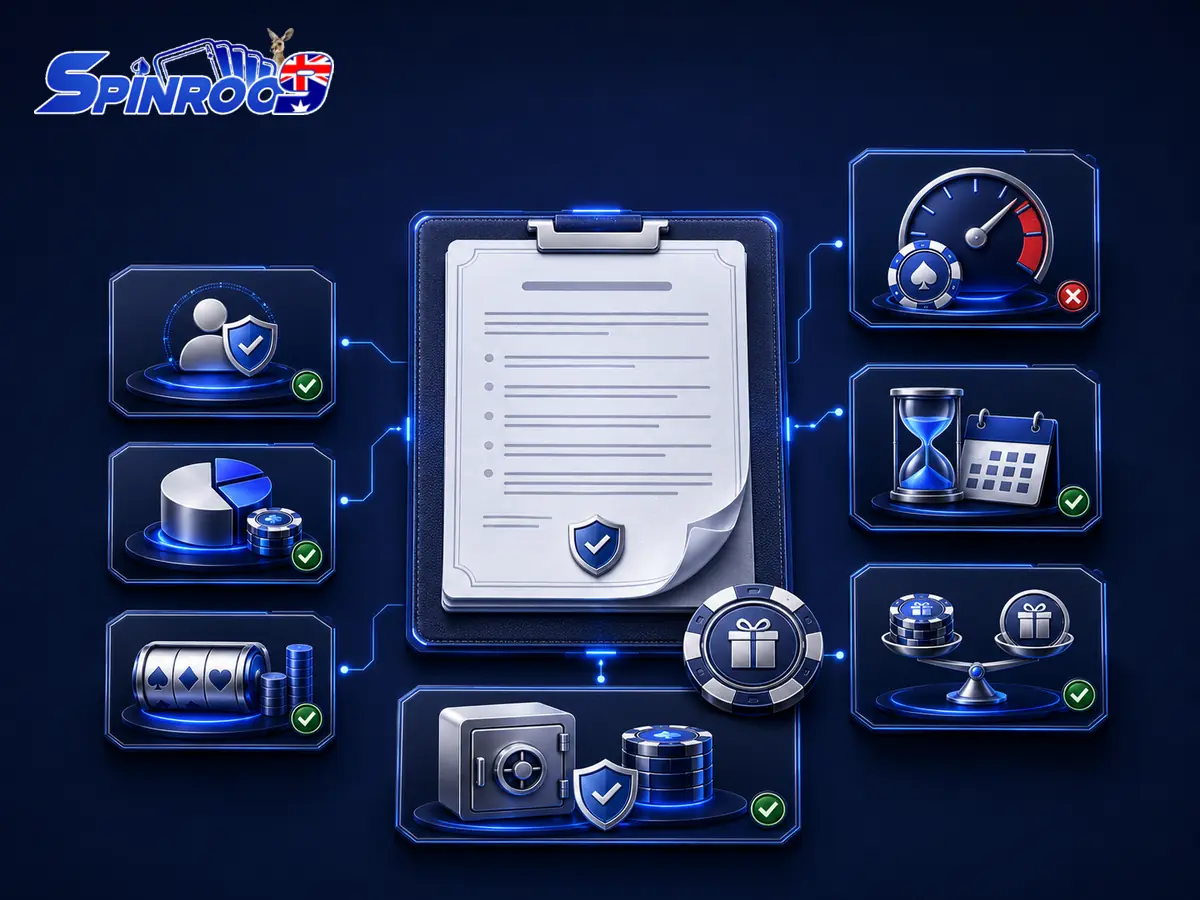 Checklist covering eligibility wagering expiry stake caps restricted games and withdrawal rules for casino promotions