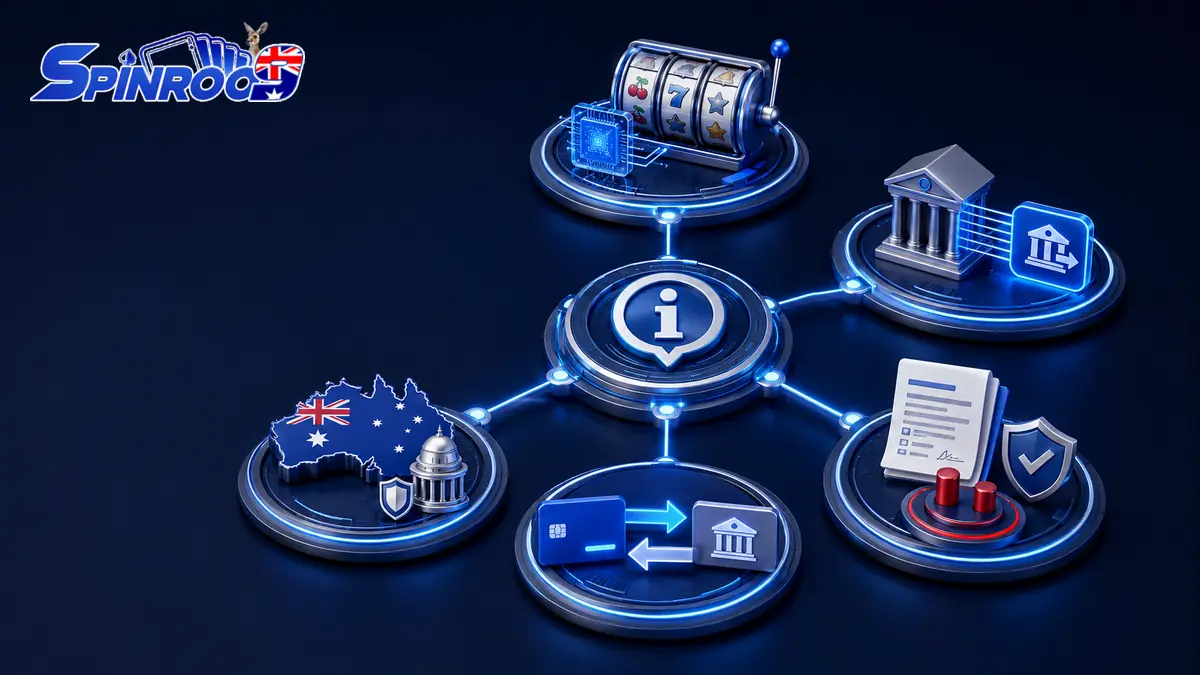 Topic map linking Spinroo9 identity pokies RTP PayID deposits withdrawals bonuses Australian rules and responsible gambling questions